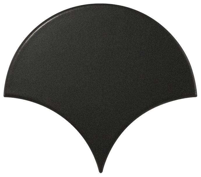 Керамическая плитка Equipe Scale Fan Black Matt 21976, цвет чёрный тёмный, поверхность матовая, чешуя, 106x120