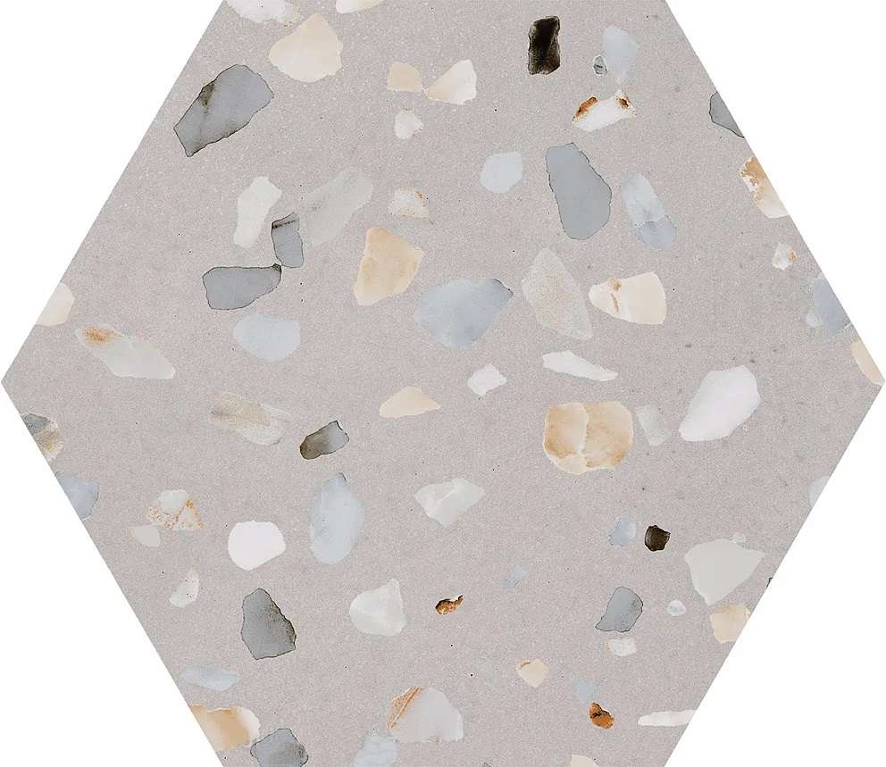 Керамогранит Pamesa Doria Greige Hex., цвет серый, поверхность матовая, шестиугольник, 258x290