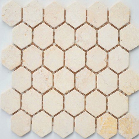Мозаика Caramelle Mosaic Pietrine Hexagonal Crema Marfil Mat, цвет слоновая кость, поверхность матовая, шестиугольник, 285x305