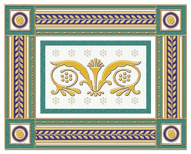Бордюры Ceramique Imperiale Бордюр Золотой Бирюзовый 05-01-1-93-03-71-909-0, цвет разноцветный, поверхность глянцевая, прямоугольник, 200x250