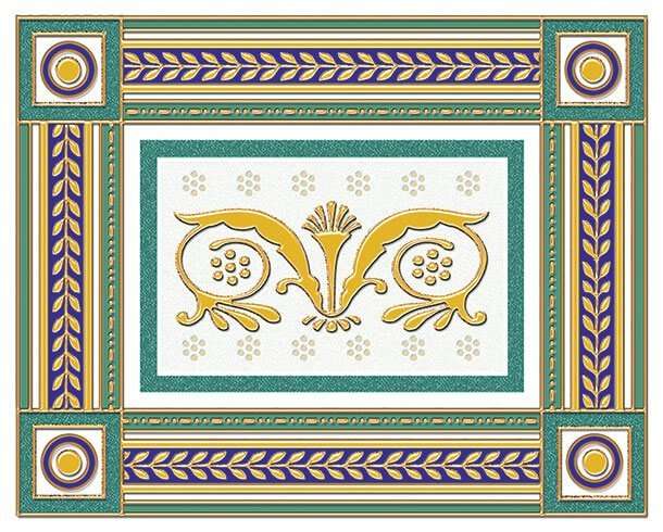 Бордюры Ceramique Imperiale Бордюр Золотой Бирюзовый 05-01-1-93-03-71-909-0, цвет разноцветный, поверхность глянцевая, прямоугольник, 200x250