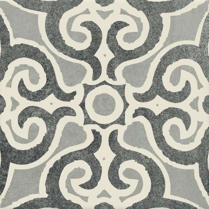 Керамическая плитка Jasba Pattern Schwarz/Wei 44400H, цвет серый, поверхность матовая, квадрат, 197x197