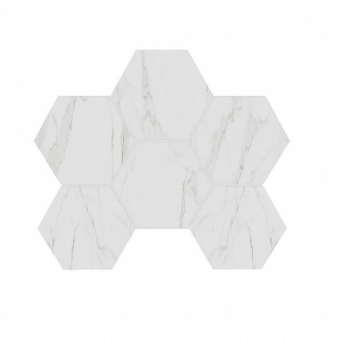 Мозаика Estima Alba White AB01 Hexagon Неполированный 25x28,5 36764, цвет белый, поверхность матовая, квадрат, 250x285