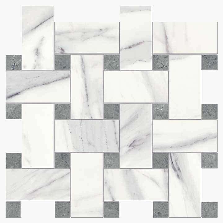 Мозаика Novabell Intreccio Calacatta Bianco Silk. IMP 887N, цвет белый, поверхность матовая, квадрат, 300x300