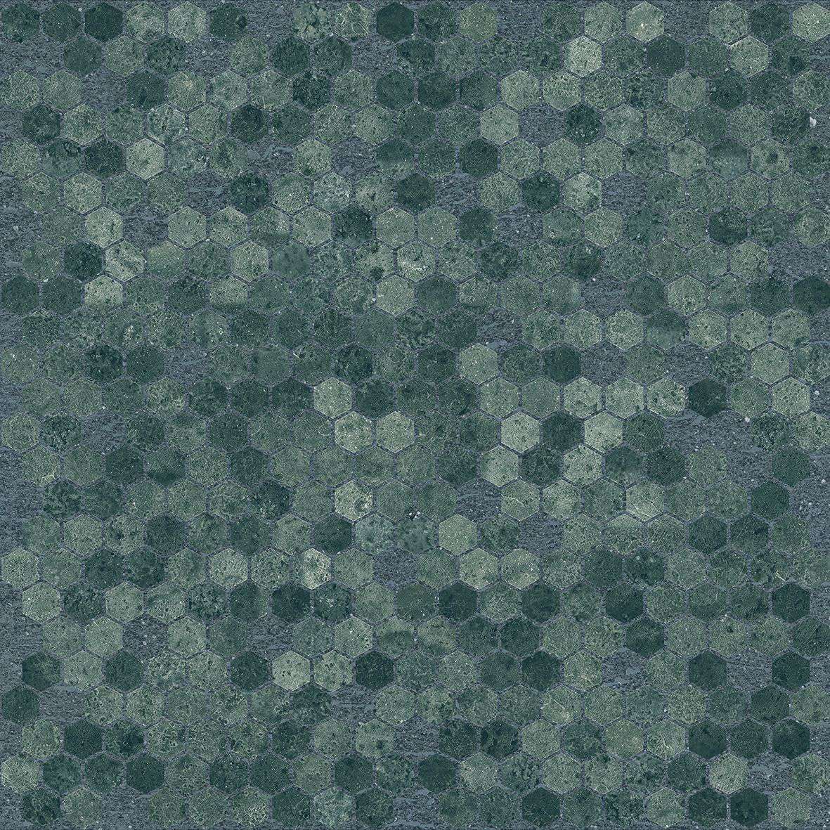Декоративные элементы Provenza Vulcanika Raku Karato Verde EF7X, цвет бирюзовый, поверхность матовая, шестиугольник, 300x300