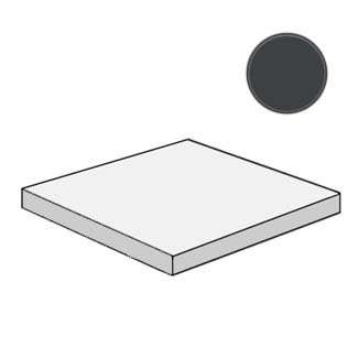 Ступени Mutina Mews Angolare corner tile Soot BOM307, цвет чёрный тёмный, поверхность матовая, квадрат с капиносом, 330x330