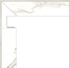 Бордюры Cerdomus Calacatta Battiscala Sn Puro Lev. 72788, цвет белый, поверхность полированная, прямоугольник, 48x600