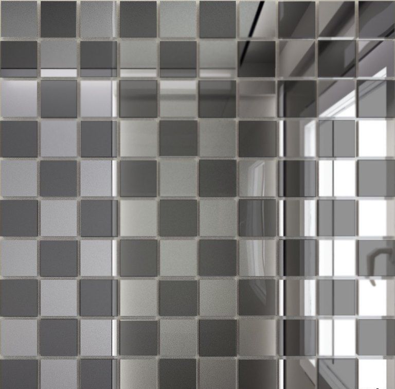 Мозаика ДСТ Мозаика зеркальная Серебро + Графит С50Г50 25х25, цвет серый, поверхность глянцевая, квадрат, 300x300
