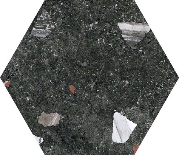 Керамогранит Codicer Sonar Dark Hex, цвет серый тёмный, поверхность матовая, шестиугольник, 220x250