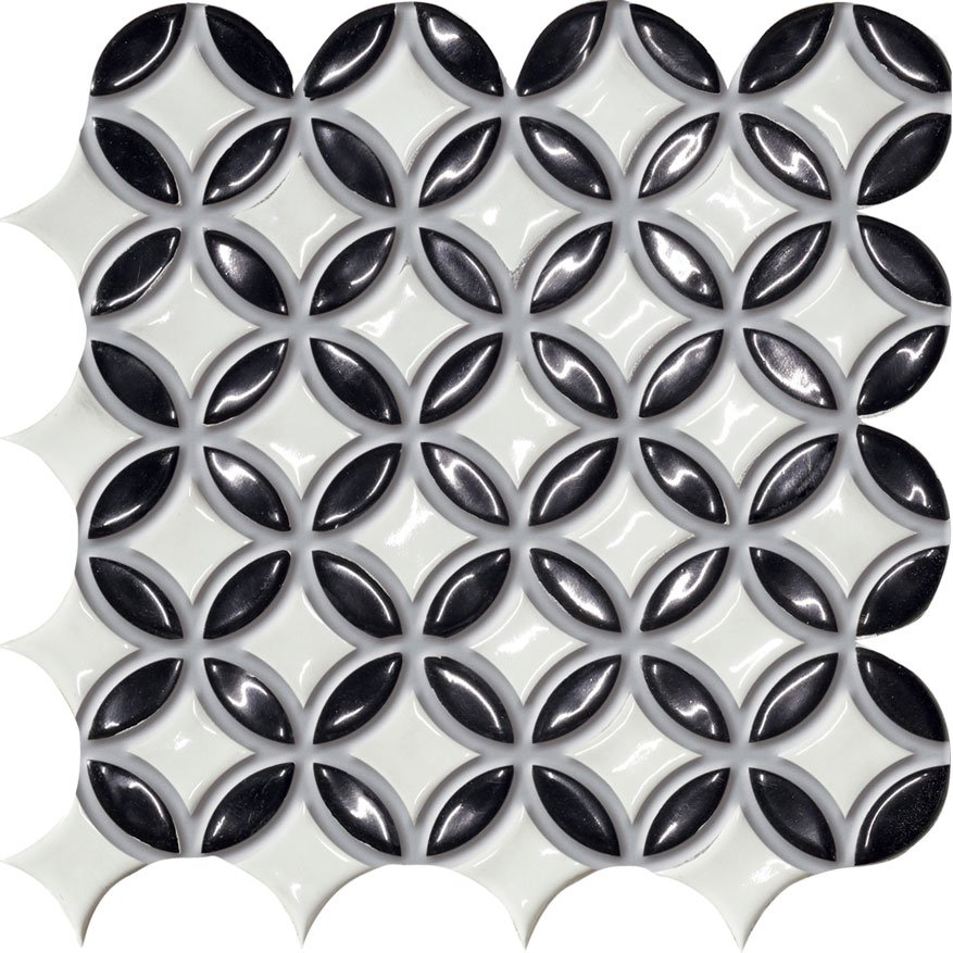 Мозаика Maciej Zien Barcelona 5C, цвет чёрно-белый, поверхность глянцевая, квадрат, 314x314