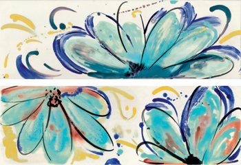 Декоративные элементы Imola Shades Flowers Sea Mix, цвет разноцветный, поверхность глянцевая, прямоугольник, 200x600