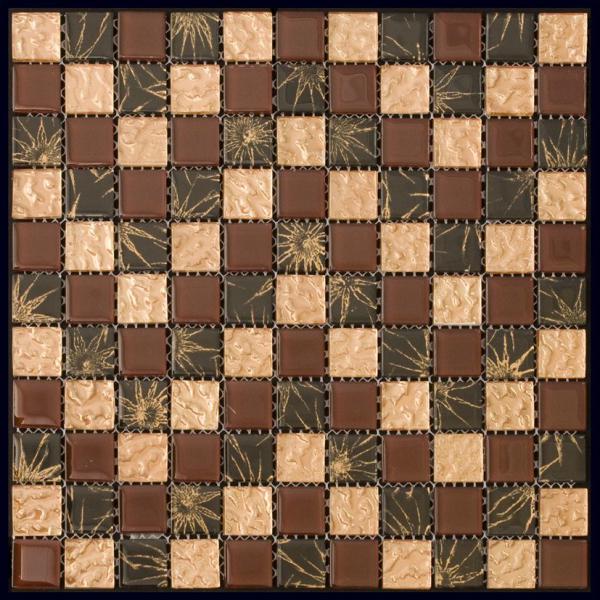 Мозаика Natural Mosaic Flash 5BD-021 (5BD-021C1) (Стекло), цвет коричневый, поверхность глянцевая, квадрат, 300x300