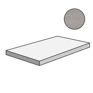 Ступени Mutina Flow Angolare corner tile SX Light Grey 603217, цвет серый, поверхность матовая, прямоугольник с капиносом, 330x1200