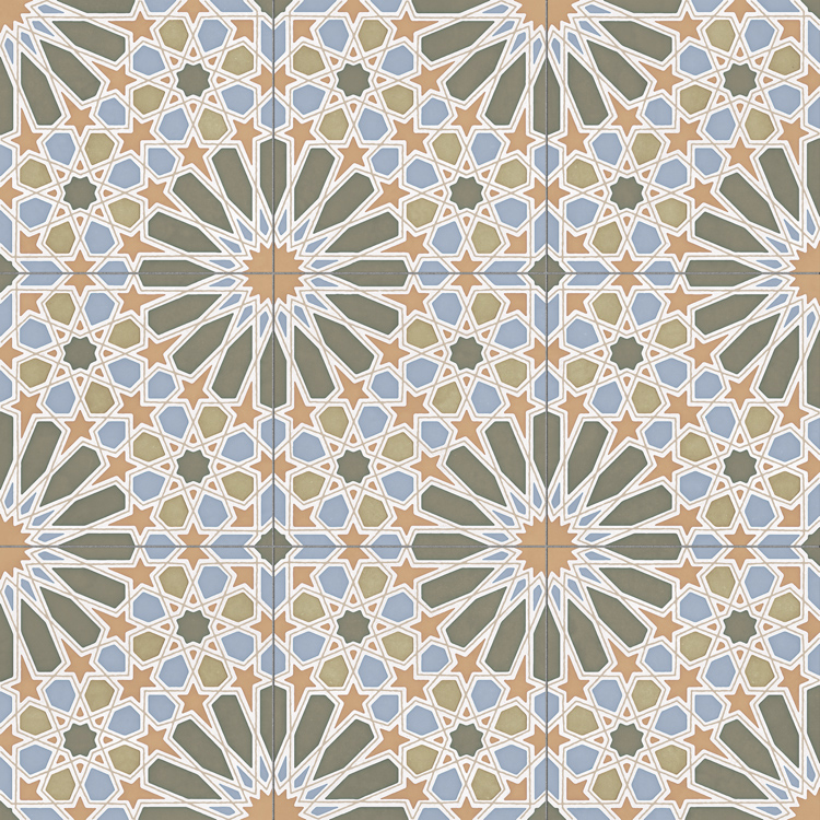 Керамогранит Aparici Alhambra Green Natural, цвет разноцветный, поверхность матовая, квадрат, 592x592