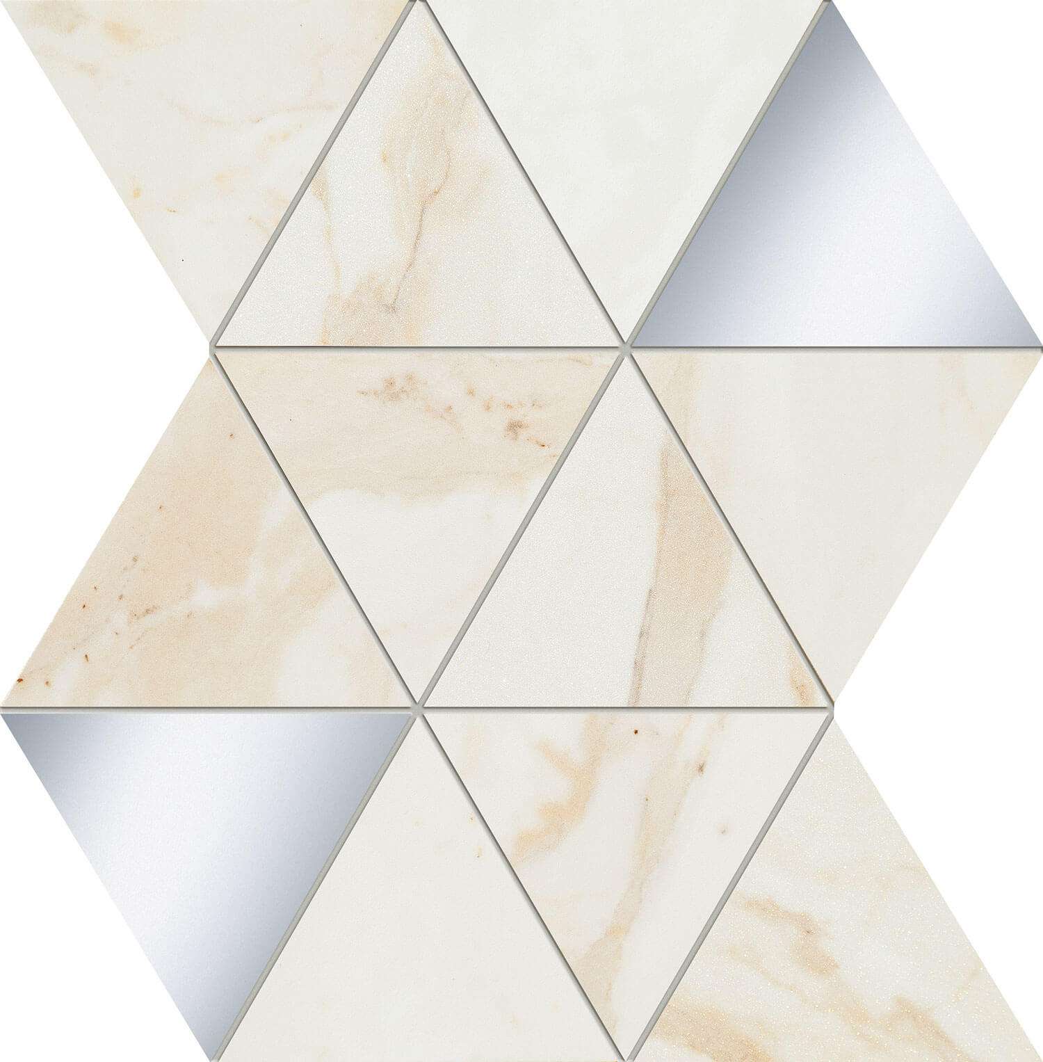 Мозаика Tubadzin Shellstone 1, цвет бежевый металлик, поверхность глянцевая, ромб, 258x328