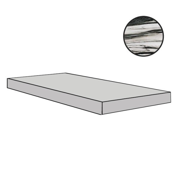 Ступени Floor Gres B&W Marble Fall Naturale Gr.Dx 767437, цвет чёрно-белый, поверхность матовая, прямоугольник, 330x1200