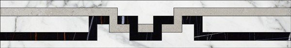 Бордюры Kerranova Marble Trend K-1000/MR/f01-cut, цвет чёрно-белый, поверхность матовая, прямоугольник, 100x600