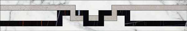 Бордюры Kerranova Marble Trend K-1000/MR/f01-cut, цвет чёрно-белый, поверхность матовая, прямоугольник, 100x600