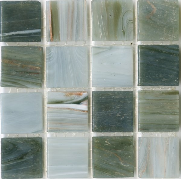 Мозаика JNJ Mosaic Интерьерные Cмеси 200x200 V-J5618 Smoke, цвет зелёный, поверхность глянцевая, квадрат, 200x200
