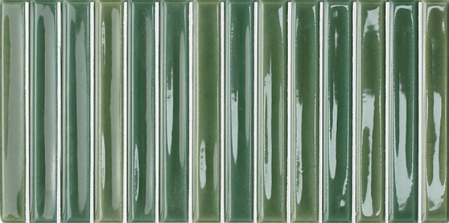 Керамическая плитка Wow Colour Notes Bars Fennel 133157, цвет зелёный, поверхность глянцевая 3d (объёмная), прямоугольник, 125x250