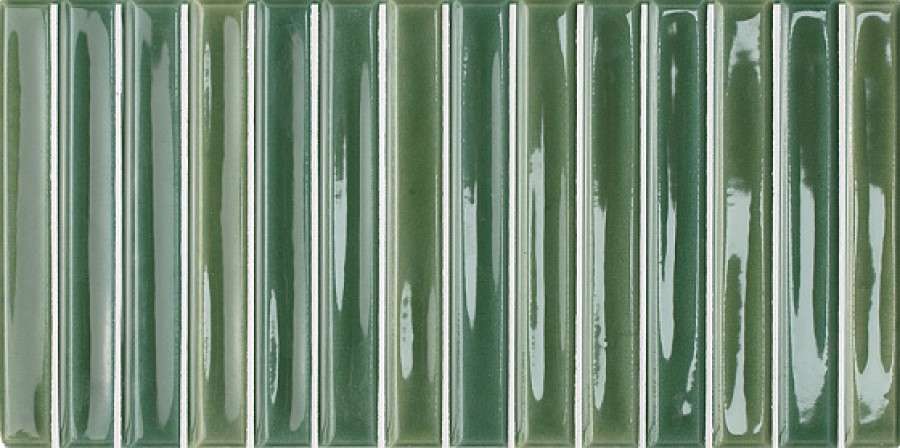 Керамическая плитка Wow Colour Notes Bars Fennel 133157, цвет зелёный, поверхность глянцевая 3d (объёмная), прямоугольник, 125x250