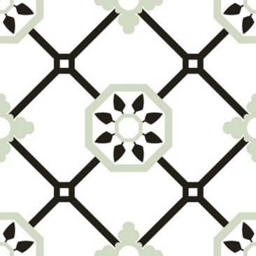 Керамогранит Azulejos El Mijares Alba Verde, цвет белый чёрный зелёный, поверхность матовая, квадрат, 225x225