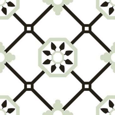Керамогранит Azulejos El Mijares Alba Verde, цвет белый чёрный зелёный, поверхность матовая, квадрат, 225x225