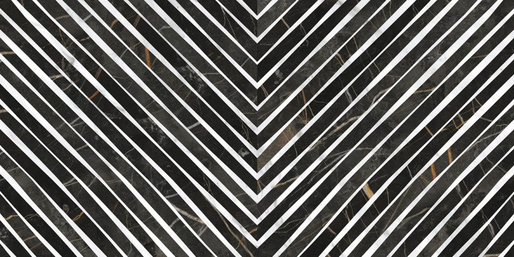 Декоративные элементы Ceracasa Deco Nuit Gloss, цвет чёрно-белый, поверхность глянцевая, прямоугольник, 491x982