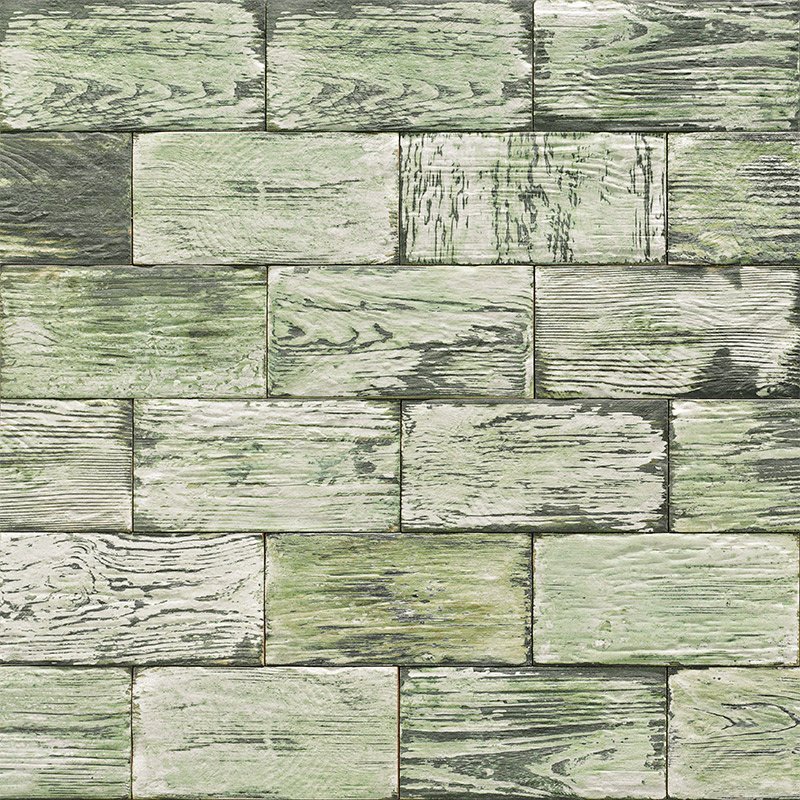Керамическая плитка Mainzu Legno Green, цвет зелёный, поверхность матовая, кабанчик, 100x200