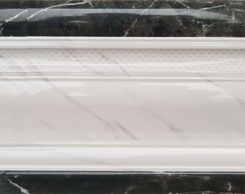 Бордюры STN Ceramica Zocalo Fedra Blanco, цвет чёрно-белый, поверхность глянцевая, прямоугольник, 200x250