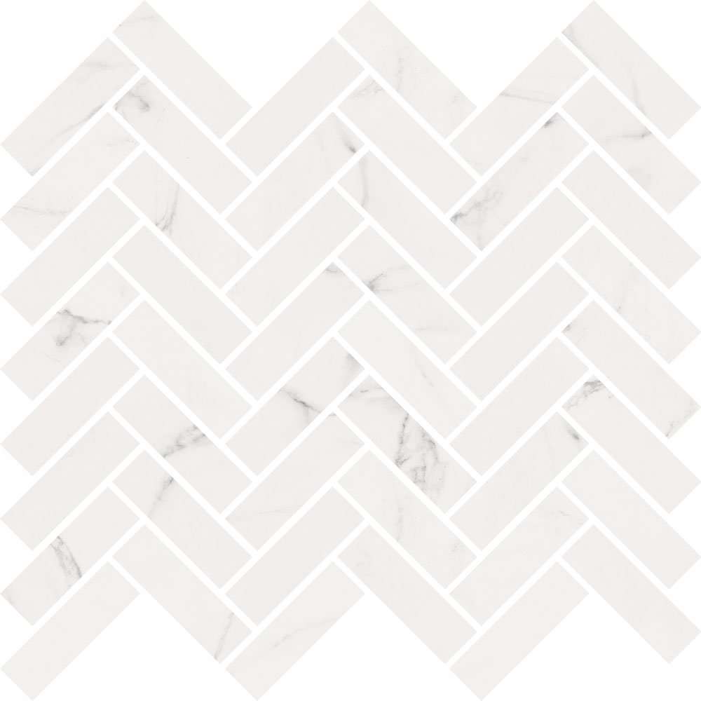 Мозаика ABK Mos.Chevron Statuario White Sable 1SR09752, цвет белый, поверхность натуральная, шеврон, 300x300