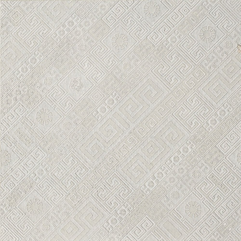 Декоративные элементы Versace Greek Stripes Bianco 261080, цвет белый, поверхность матовая, квадрат, 400x400