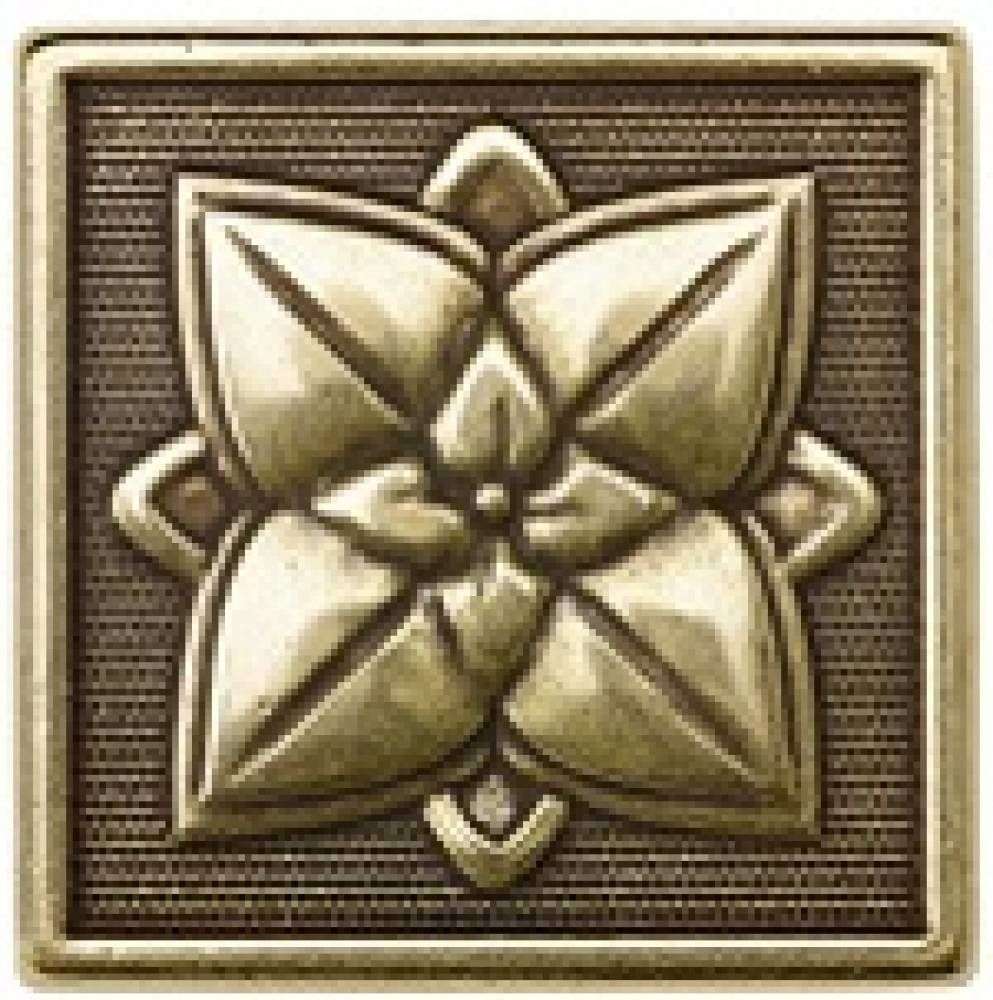 Вставки Barro-Co Bronce Taco Flor Bronce, цвет жёлтый, поверхность матовая, квадрат, 30x30