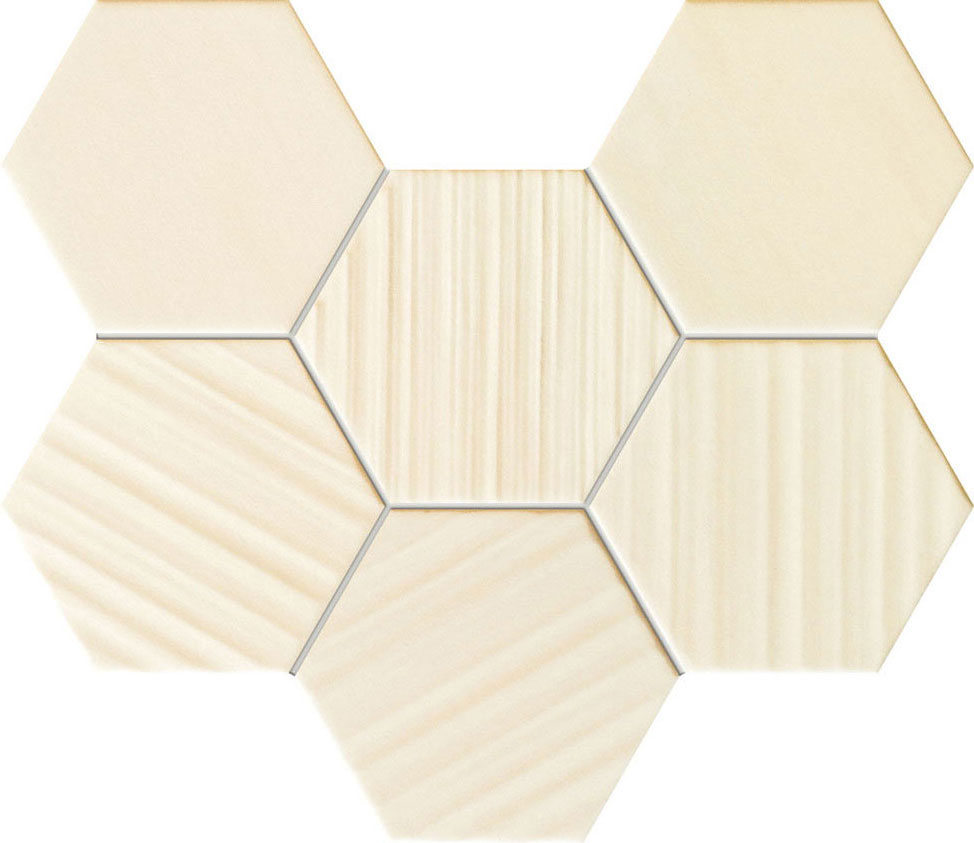 Мозаика Tubadzin Ms-Horizon Hex Ivory, цвет слоновая кость, поверхность матовая, прямоугольник, 221x289