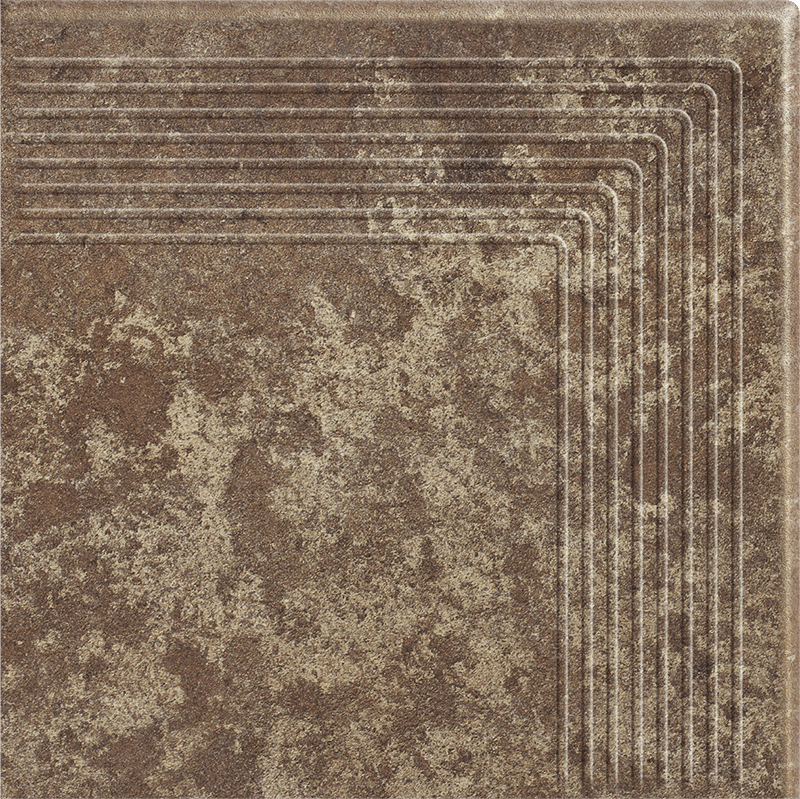 Ступени Paradyz Ilario Brown Stopnica Prosta, цвет коричневый, поверхность матовая, квадрат, 300x300