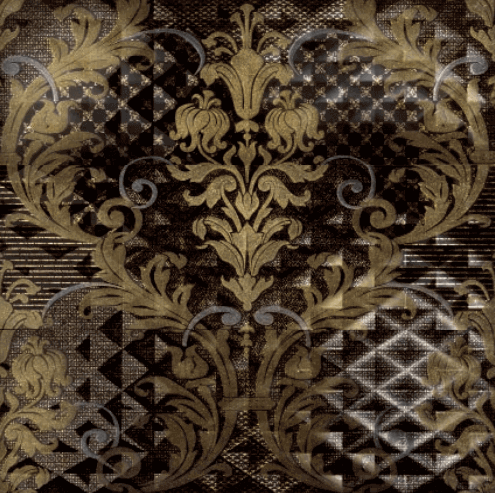 Панно Atlantic Tiles Negro Brillo Decor Diamante Black Luxury Gold (Set3), цвет чёрный, поверхность матовая, квадрат, 900x900