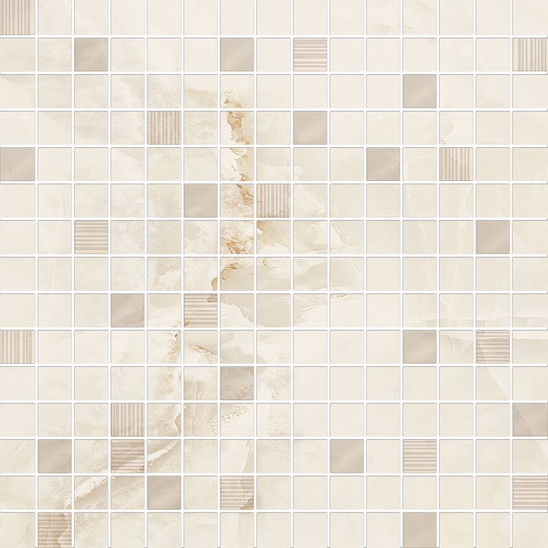 Мозаика Eurotile Yakutsk Mosaic 707, цвет бежевый, поверхность глянцевая, квадрат, 300x300
