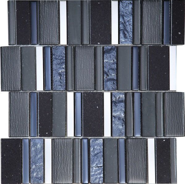 Мозаика Intermatex Stripes Carbon, цвет серый, поверхность глянцевая, квадрат, 300x300