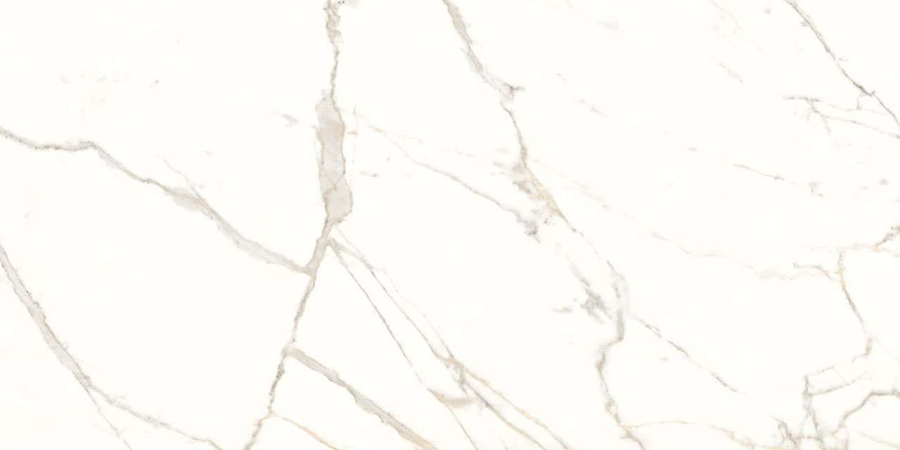 Керамогранит Panaria Trilogy Calacatta White Lux PLS PZ9TYX0, цвет белый, поверхность полированная, прямоугольник, 500x1000