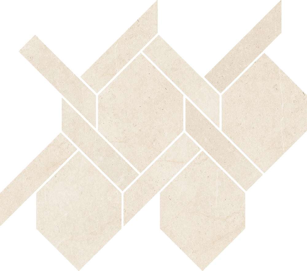 Мозаика Cerdomus Mexicana Intreccio White Nat. Inserto White Lev. 73708, цвет бежевый, поверхность полированная, прямоугольник, 258x291