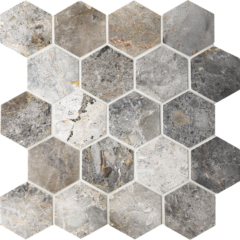 Мозаика Starmosaic Wild Stone Hexagon VLgP, цвет серый, поверхность полированная, шестиугольник, 305x305