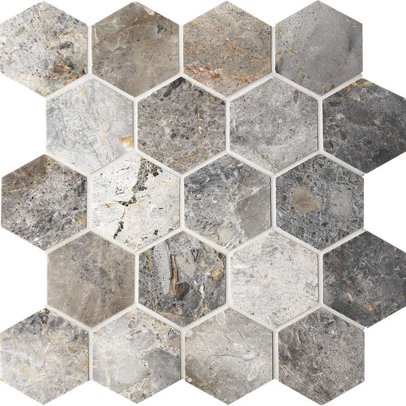 Мозаика Starmosaic Wild Stone Hexagon VLgP, цвет серый, поверхность полированная, шестиугольник, 305x305