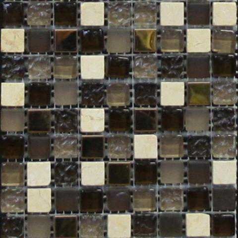 Мозаика Bars Crystal Mosaic Смеси с натуральными камнями GHT 47 (15x15 mm), цвет разноцветный, поверхность глянцевая, квадрат, 300x300