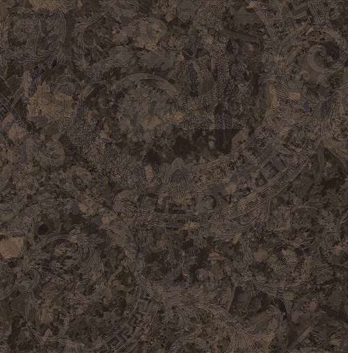 Керамогранит Versace Meteorite Mega Moka Lap 47232, цвет коричневый, поверхность лаппатированная, квадрат, 600x600