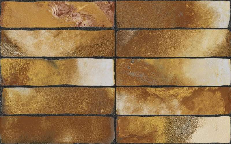 Керамическая плитка Iris Elementi Lava Giallo Glossy 537025, цвет коричневый, поверхность глянцевая, прямоугольник, 75x300