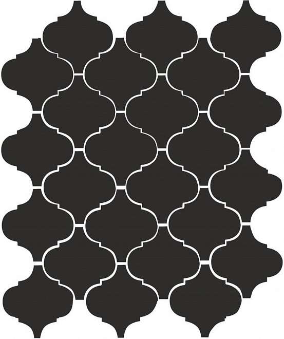 Керамическая плитка Kerama Marazzi Арабески глянцевый черный 65001, цвет чёрный тёмный, поверхность глянцевая, арабеска, 260x300