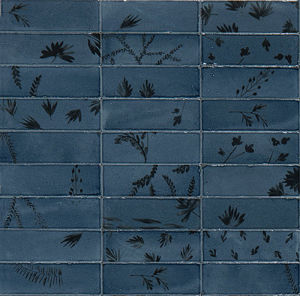 Декоративные элементы Marazzi Italy Rice Blu Decoro Leaf Lux M96W, цвет синий, поверхность полированная, прямоугольник, 50x150