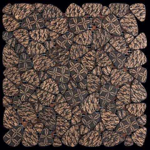 Мозаика Natural Mosaic Fusion MOK-004 (Агломерат), цвет коричневый, поверхность глянцевая, квадрат, 305x305