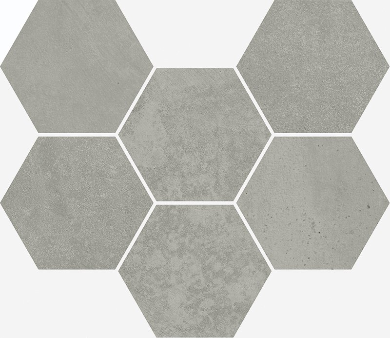 Мозаика Italon Terraviva Grey Mosaico Hexagon 620110000109, цвет серый, поверхность матовая, шестиугольник, 250x290