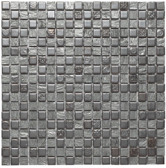 Мозаика Dune Ceramic Mosaics Zoe 186543, цвет серый металлик, поверхность глянцевая матовая, квадрат, 300x300
